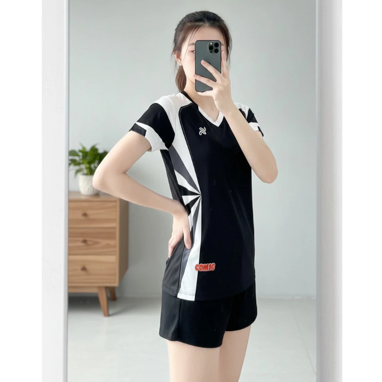 Bộ Quần Áo Bóng Chuyền Nam/Nữ A.mac ĐEN HOA ,Đồ Bóng Chuyền Áo Thể Thao Chất Vải Mè Co Giãn , Có in Tên Số