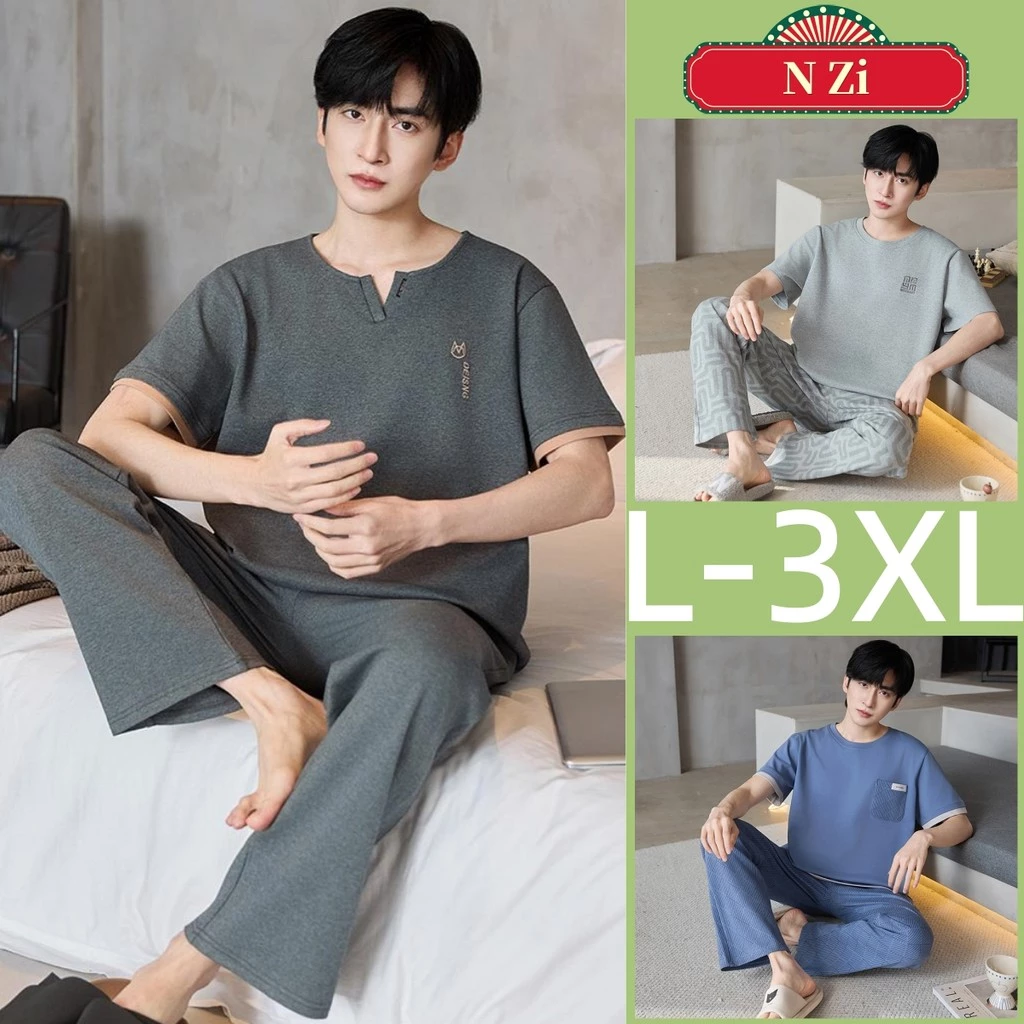 Bộ Đồ Ngủ Nam Size Plus Cotton, Tay Ngắn, Phù Hợp Mùa Hè