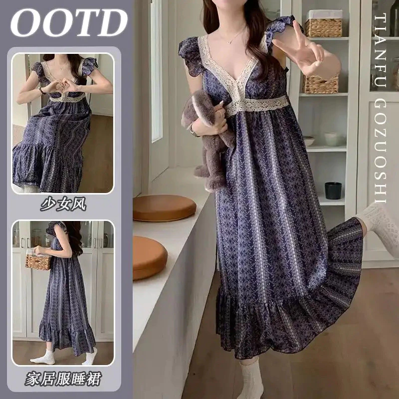 Váy và bộ đồ ngủ nữ ren camisole phong cách Hàn Quốc, ngọt ngào gợi cảm, phù hợp mùa hè loungewear