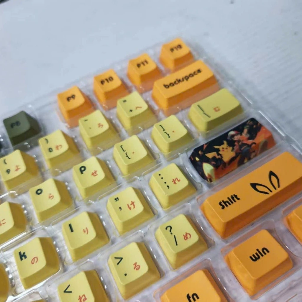 Keycap Anime Pokemon Pikachu Japanese Custom Keycap Set Fit for Cherry MX Mechanical Keyboards