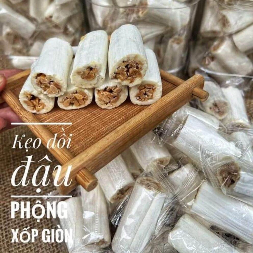 1Kg Kẹo dồi đậu phộng, kẹo dồi lạc xốp giòn