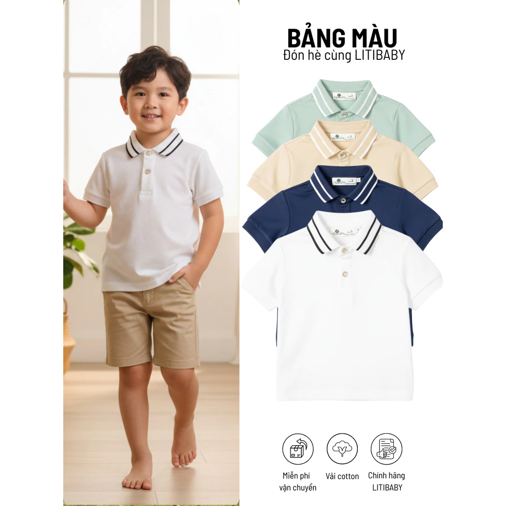 Áo Thun Polo Trẻ Em Mềm Mát LITIBABY cho bé từ 2-7 tuổi TS17