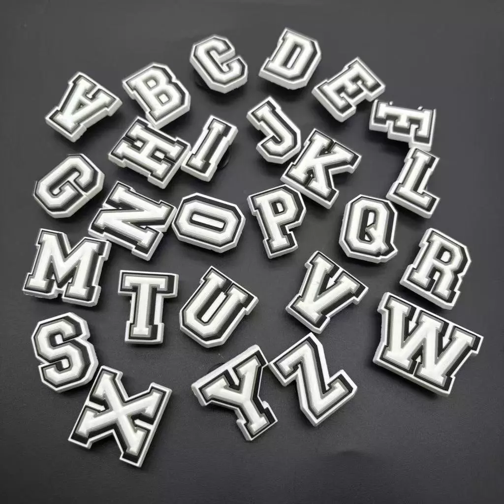 Màu đen và trắng Nút A đến Z Cá tính DIY Phụ kiện thời trang Sandal Stickers cho giày đục lỗ Charm Trim