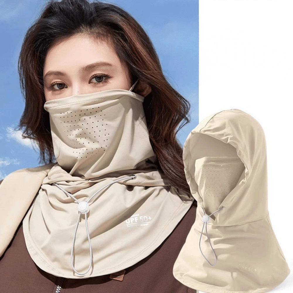 Mũ Chống Nắng Trùm Đầu Tích Hợp Khẩu Trang Có Dây Rút Điều Chỉnh Chống Tia UV Có Lỗ Thoáng Khí