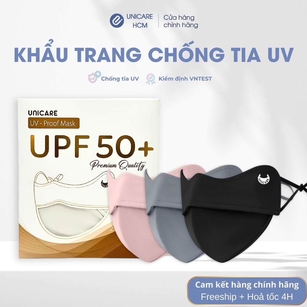 COMBO 4 Chiếc Khẩu trang Proof Mask UNICARE - chất vải lụa mềm mịn, thoáng mát chống tia UV hiệu quả