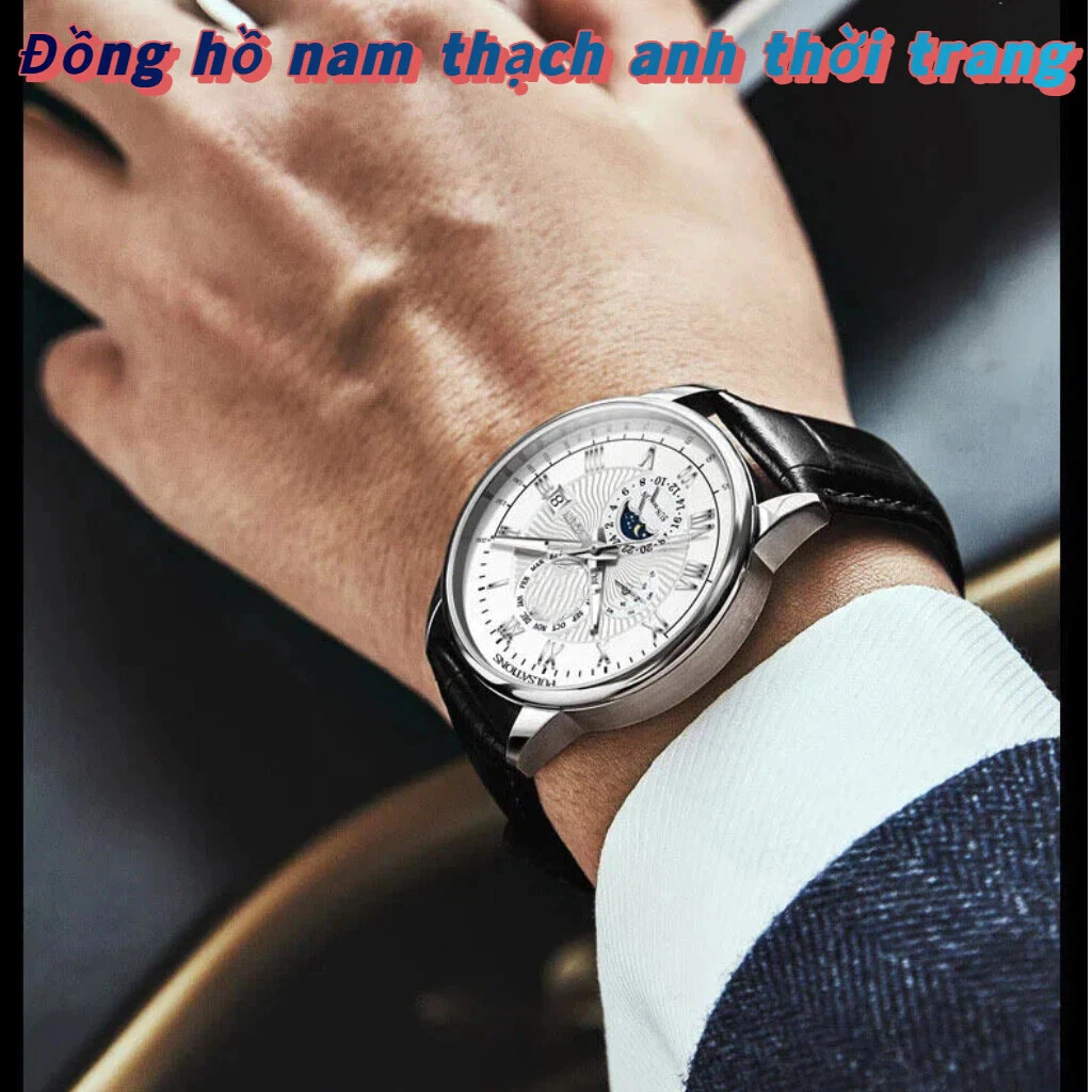 Đồng hồ nam thạch anh thời trang bán chạy, có hiển thị ngày, phù hợp cả công sở và thường ngày.