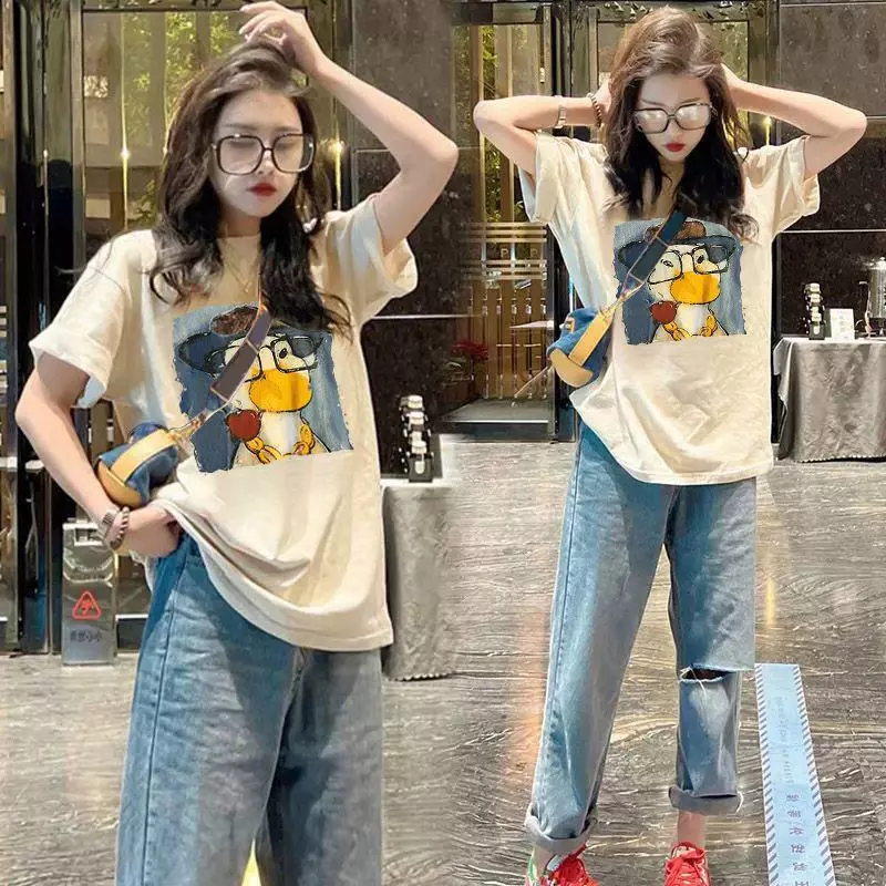 Áo thun nam nữ VIT DUCK, tay lỡ form rộng in hình đa dạng, áo thun unisex, thời trang hot mùa hè Cổ Tròn