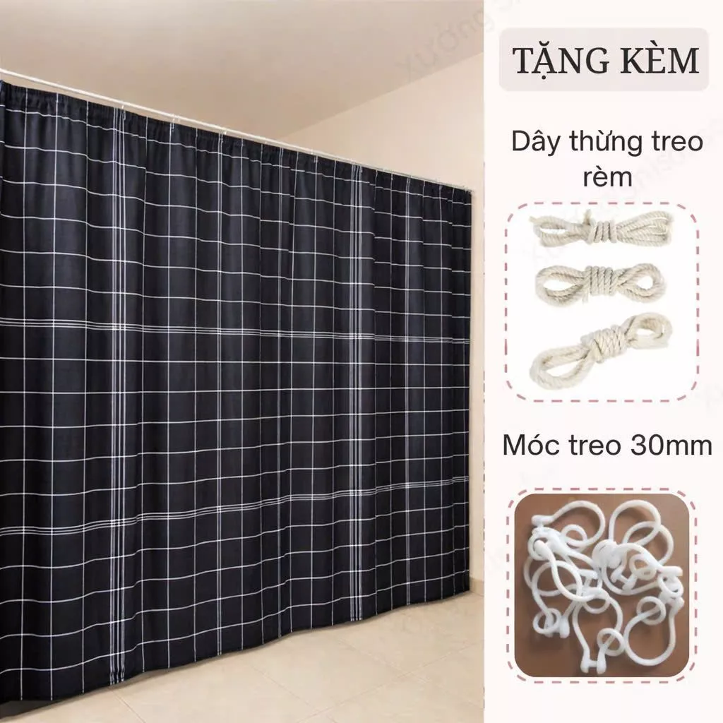 (Tặng dây+móc) RÈM CỬA, RIDO KÈM MÓC TREO TIỆN LỢI VẢI POLY NGĂN PHÒNG CHE NẮNG DECOR PHÒNG NGỦ
