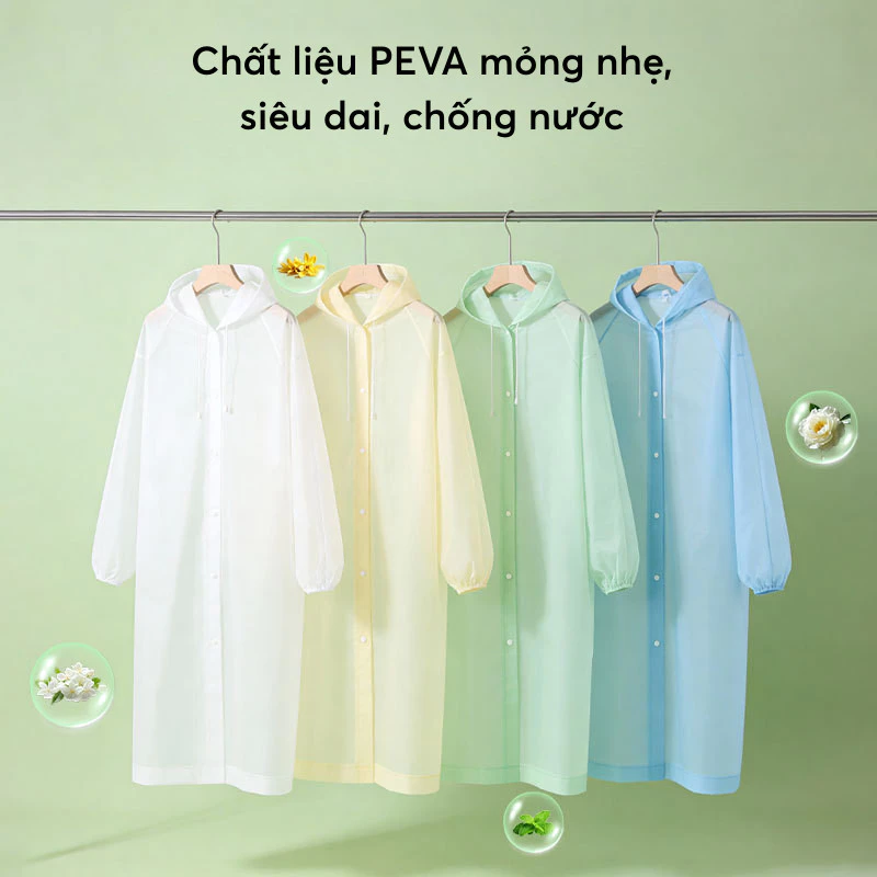 Áo Mưa EVA Cao Cấp Chống Thấm Nước, Chất Liệu Mềm Nhẹ Thơm Dịu, Tiện Lợi Mang Theo Đi Học Đi Làm Du Lịch