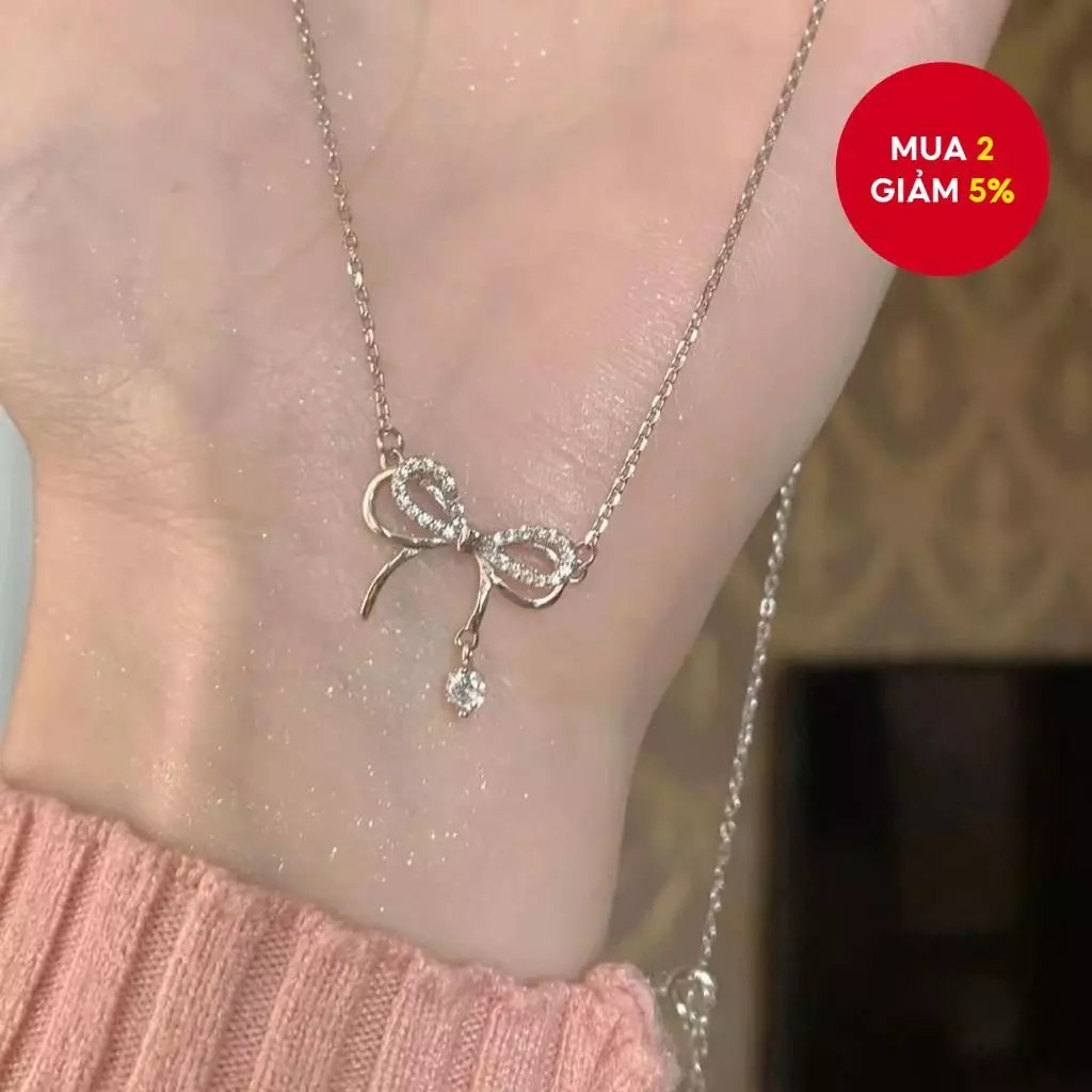 Dây chuyền vòng cổ hai lớp với pendant giọt nước, trang sức thời thượng tặng bạn gái.