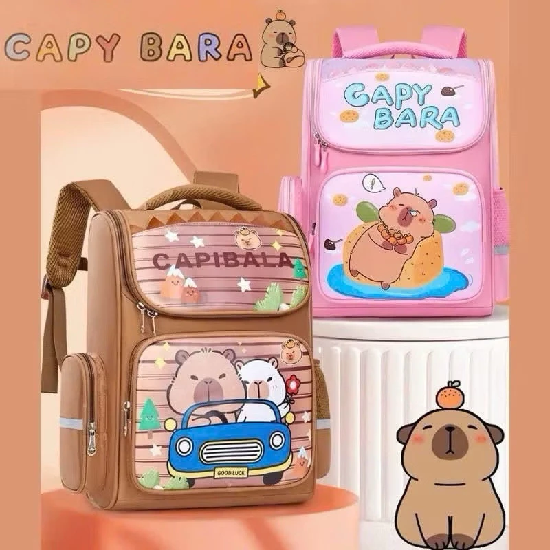 Ba Lô Cặp Sách Capybara Cho Bé Trai Bé Gái Học Sinh Cấp 1 ( bé từ lớp 2-6) Họa Tiết Đáng Yêu Size 41cm