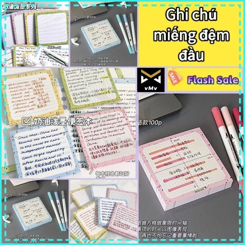 vMv ✨ Set 50 Tờ Giấy Ghi Nhớ Sticky Giấy Note To Do List giấy nhớ pastel gradient Planet Series 7.5cm