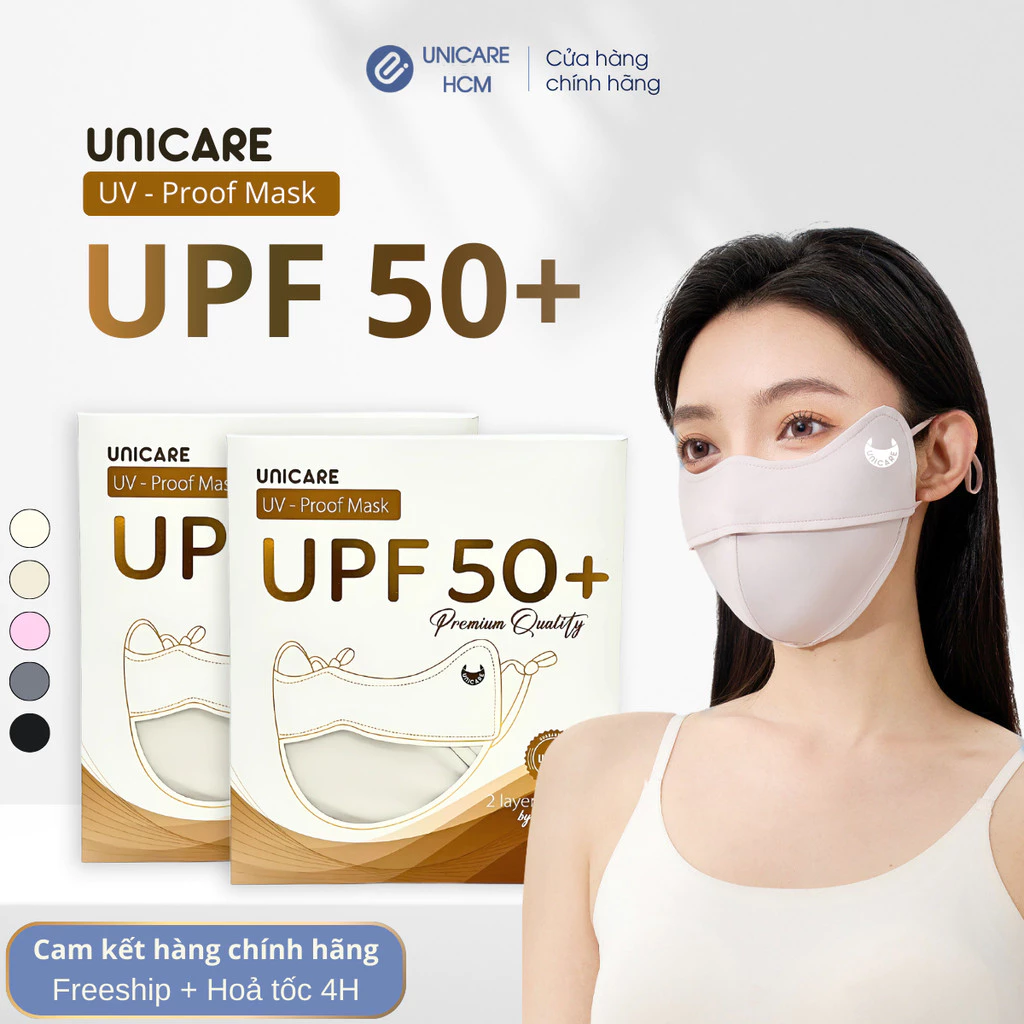 UNICARE Khẩu Trang Vải Chống Tia UV Proof Mask, UPF 50+ Ngăn UV, Tái Sử Dụng Nhiều Lần, Chính Hãng