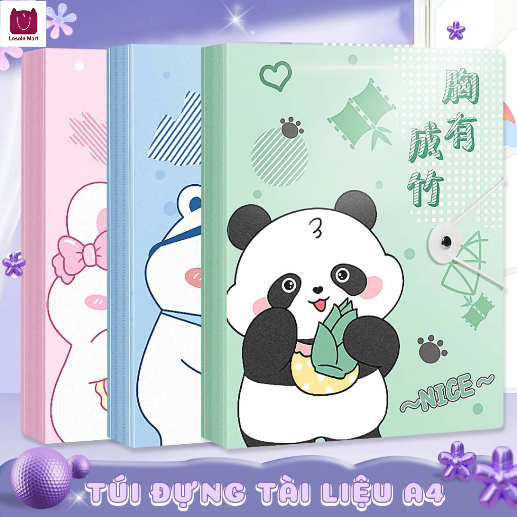 Bìa đựng hồ sơ A4 nhiều ngăn, bìa đựng hồ sơ hoạt hình 30 trang và 60 trang, nhiều mẫu họa tiết hoạt hình dễ thương