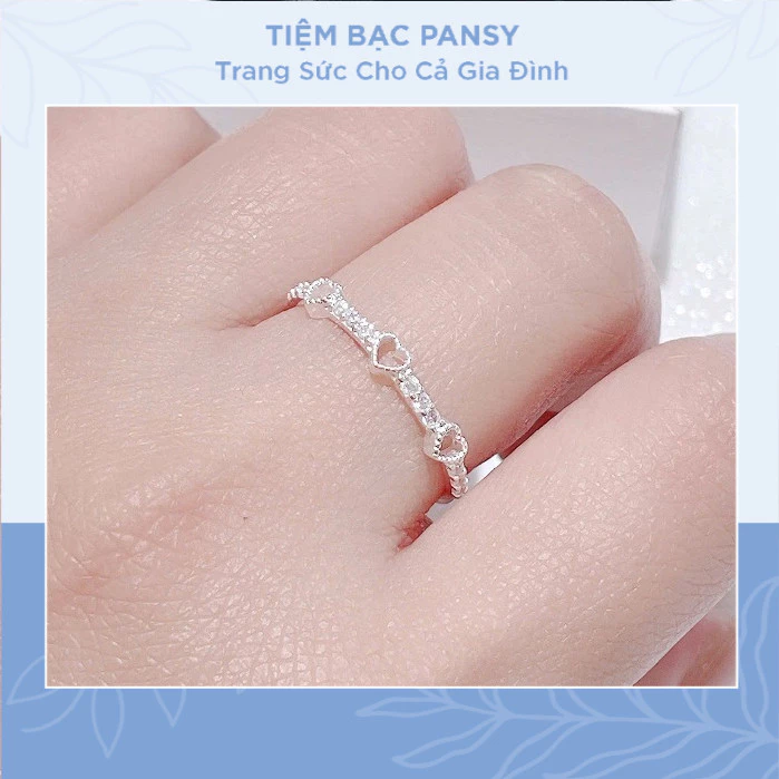 Nhẫn bạc nữ PANSY trái tim đính đá lấp lánh nhẹ nhàng - Nhẫn nữ bạc ta xinh xắn