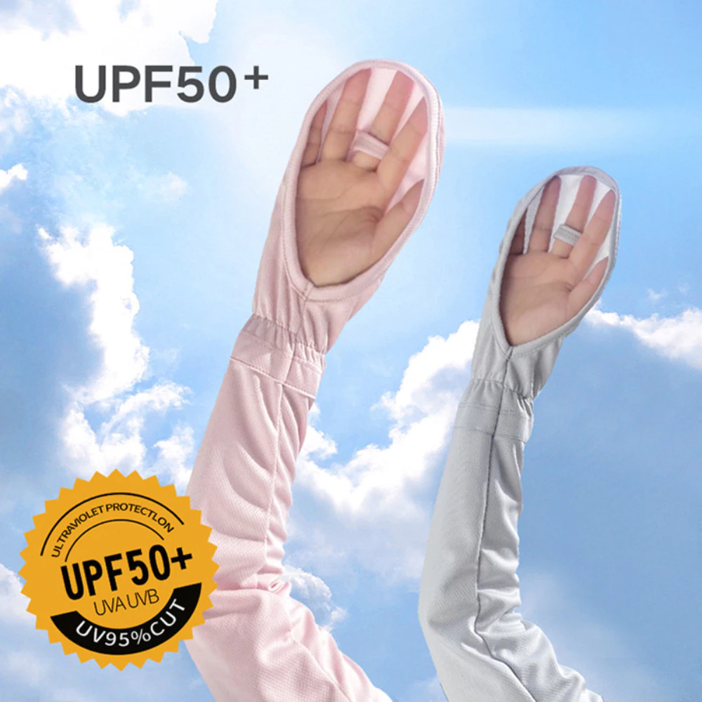 Găng Tay Chống Nắng Lụa Lạnh Dài Xỏ Ngón UPF50+ GADI, Bao Tay Chống UV Che Kín Cánh Tay Nam Nữ
