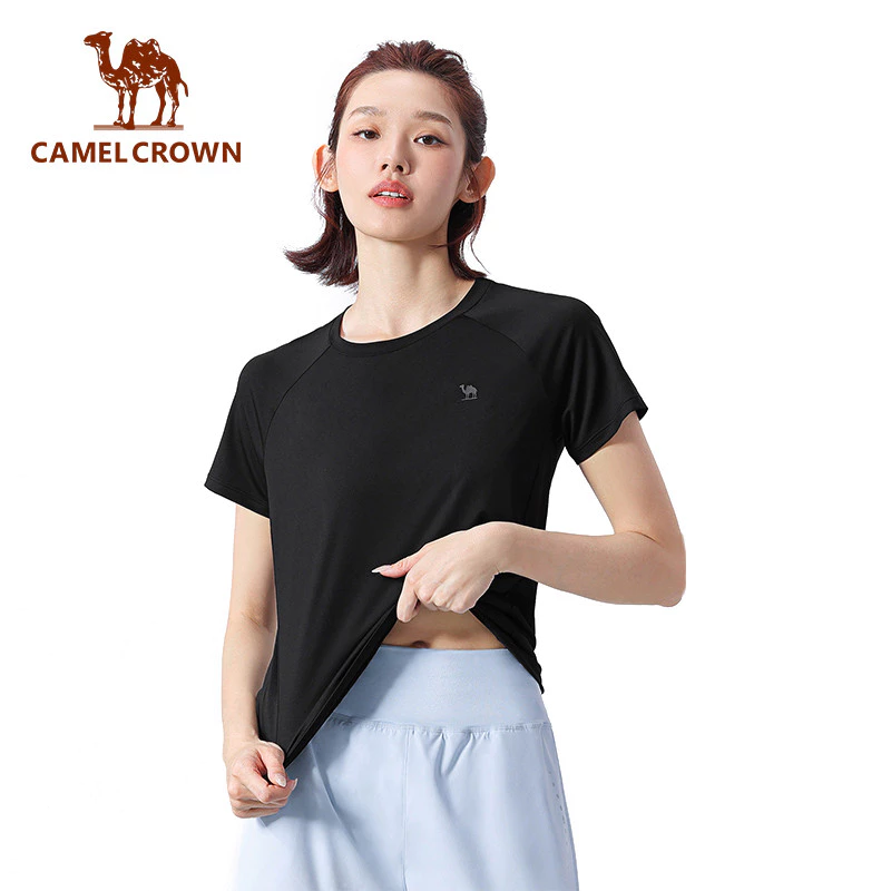 CAMEL CROWN SPORTS Áo Thun Thể Thao Nữ Mùa Xuân, Nhanh Khô Thoáng Khí, Phù Hợp Tập Thể Dục