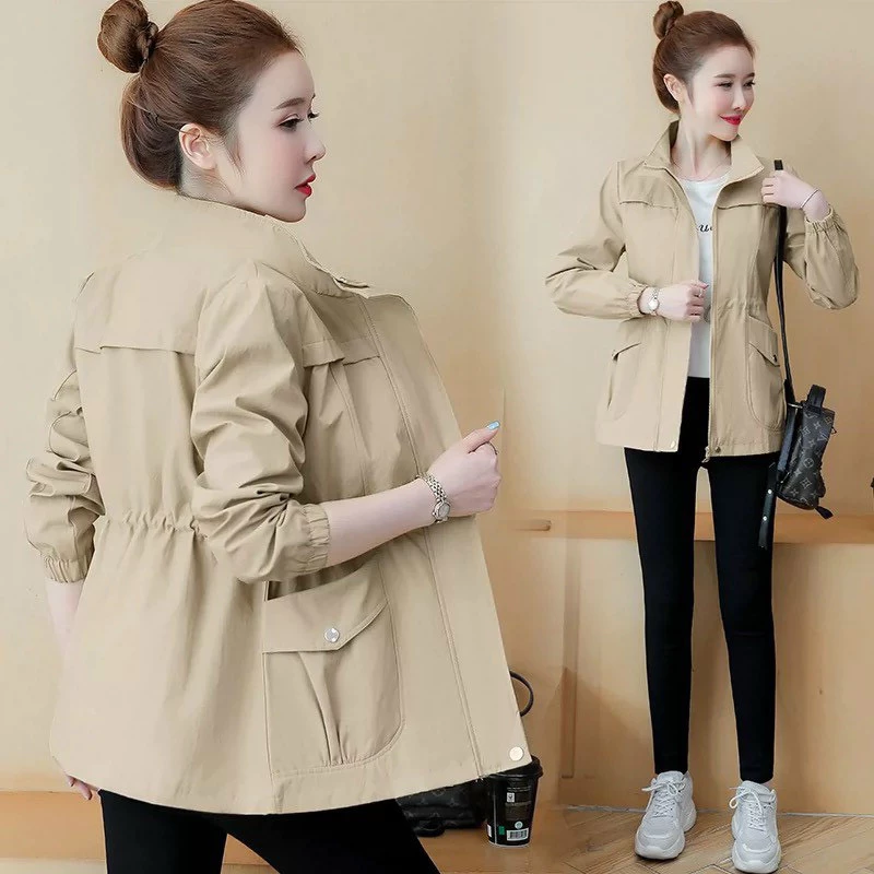 Áo Khoác Kaki Nữ 2 Lớp Kiểu Trơn Có Dây Rút Eo Kèm Túi Hộp Hot Trend XSTT FASHION