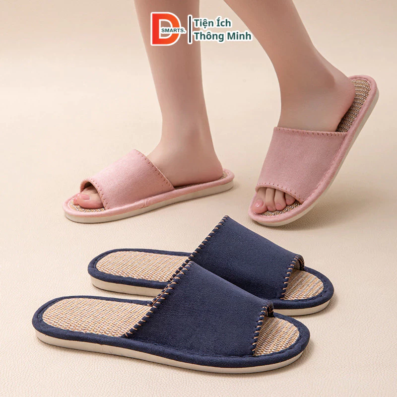 Dép Quai Ngang Dsmarts Vải Lanh Cotton Linen Nam Nữ Thời Trang Mùa Hè Mới Dày Dặn Thoáng Khí Chống Trơn