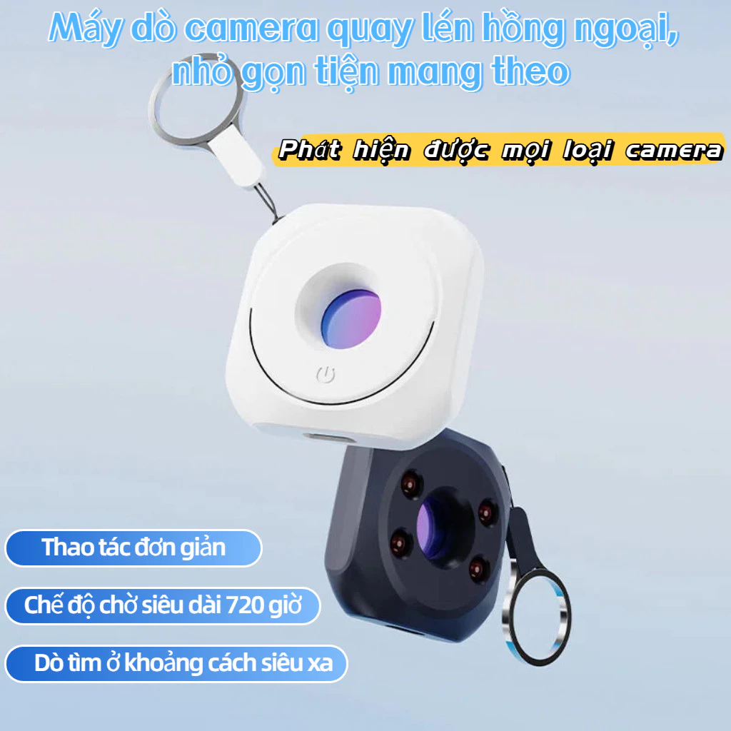Máy dò camera quay lén hồng ngoại thế hệ mới, nhỏ gọn, sạc USB.Phạm Vi Quét 5m, Pin Sạc Cao