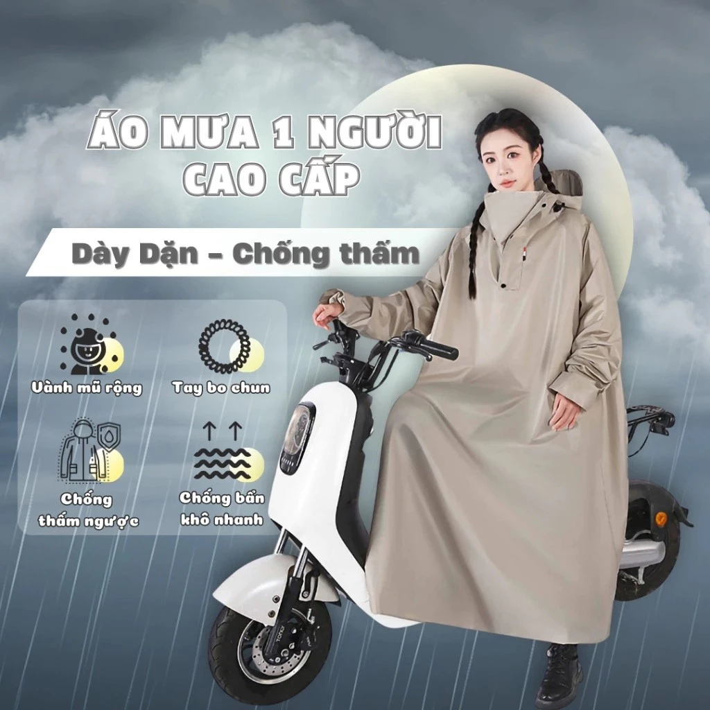 Áo Mưa Đi Xe Máy 2 Lớp Oxford Chống Bão Trùm Toàn Thân Nhanh Khô Thoáng Khí Tiện Lợi Cho Nam Và Nữ
