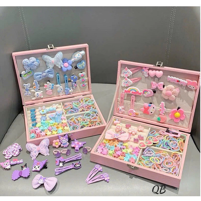 Kẹp Tóc, Hộp phụ kiện kẹp tóc PinkiBox cực dễ thương xinh xắn làm quà tặng sinh nhật cho bé gái mẫu mới