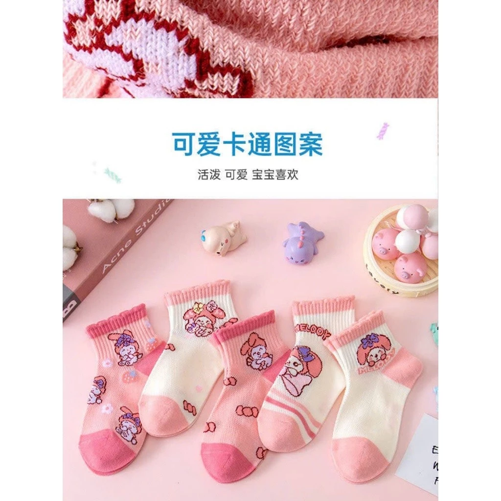 Set 5 đôi tất vớ hoạt hình Melody loại đẹp cho bé gái 1-10 tuổi [FREESHIP]
