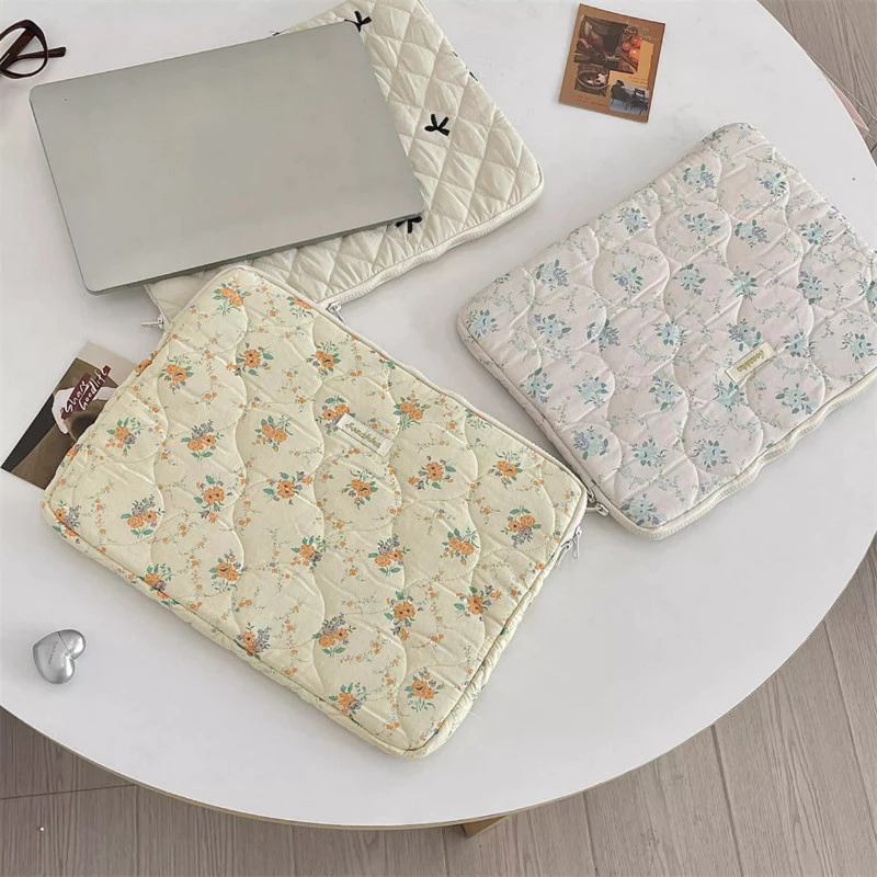 Túi Chống Sốc Laptop, Máy Tính Bảng Dạng Vải Chần Bông Dễ Thương Bảo Vệ Chống Va Đập, Nhẹ Gọn Thời Trang