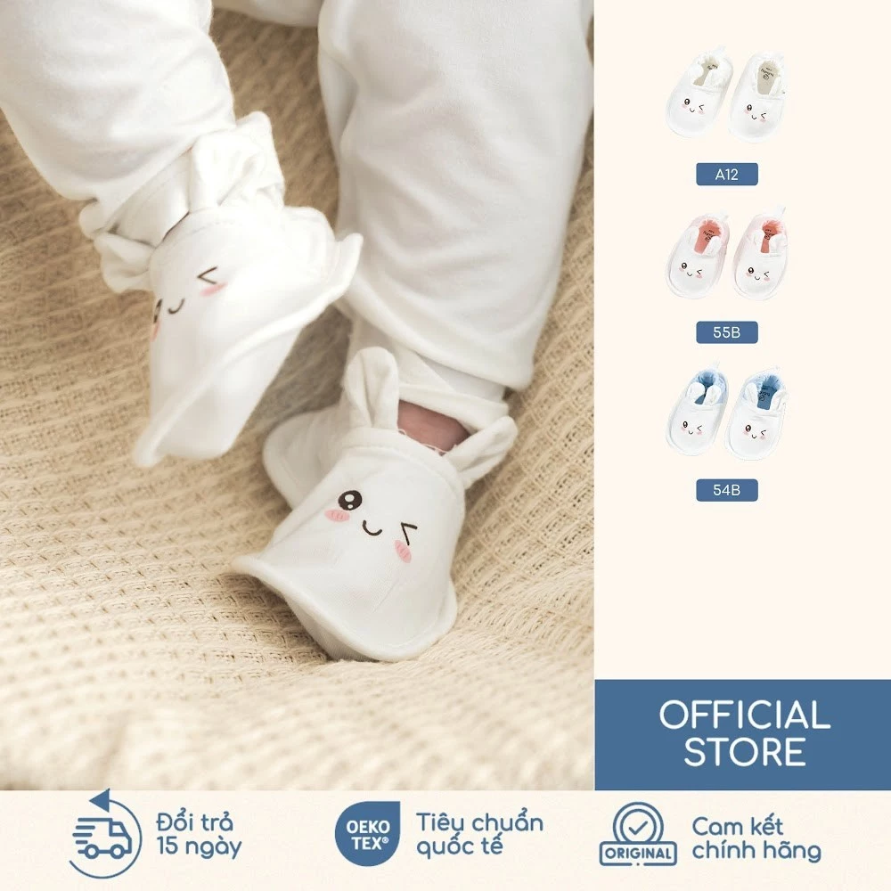 Giày vải tai gấu BU Baby, giày giữ ấm chân cho bé trai bé gái, giày sơ sinh | ABC420022