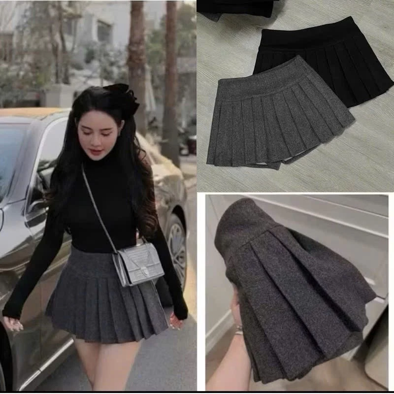 QCCC- Chân váy dạ xếp ly to bản cạp cao tôn dáng có quần trong cùng chất dày dặn phong cách HQ-QUANAO BIGSIZE-GIAY35K