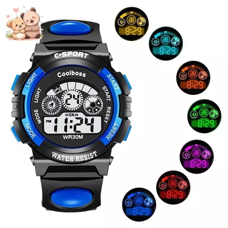 Đồng hồ trẻ em kỹ thuật số LED jam tangan Dây đeo silicon chống sốc chống nước cho học sinh nam