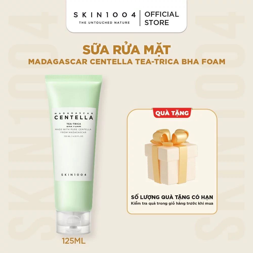 Sửa rửa mặt sạch sâu SKIN1004 Madagascar Centella Tea -Trica BHA Foam 125ml