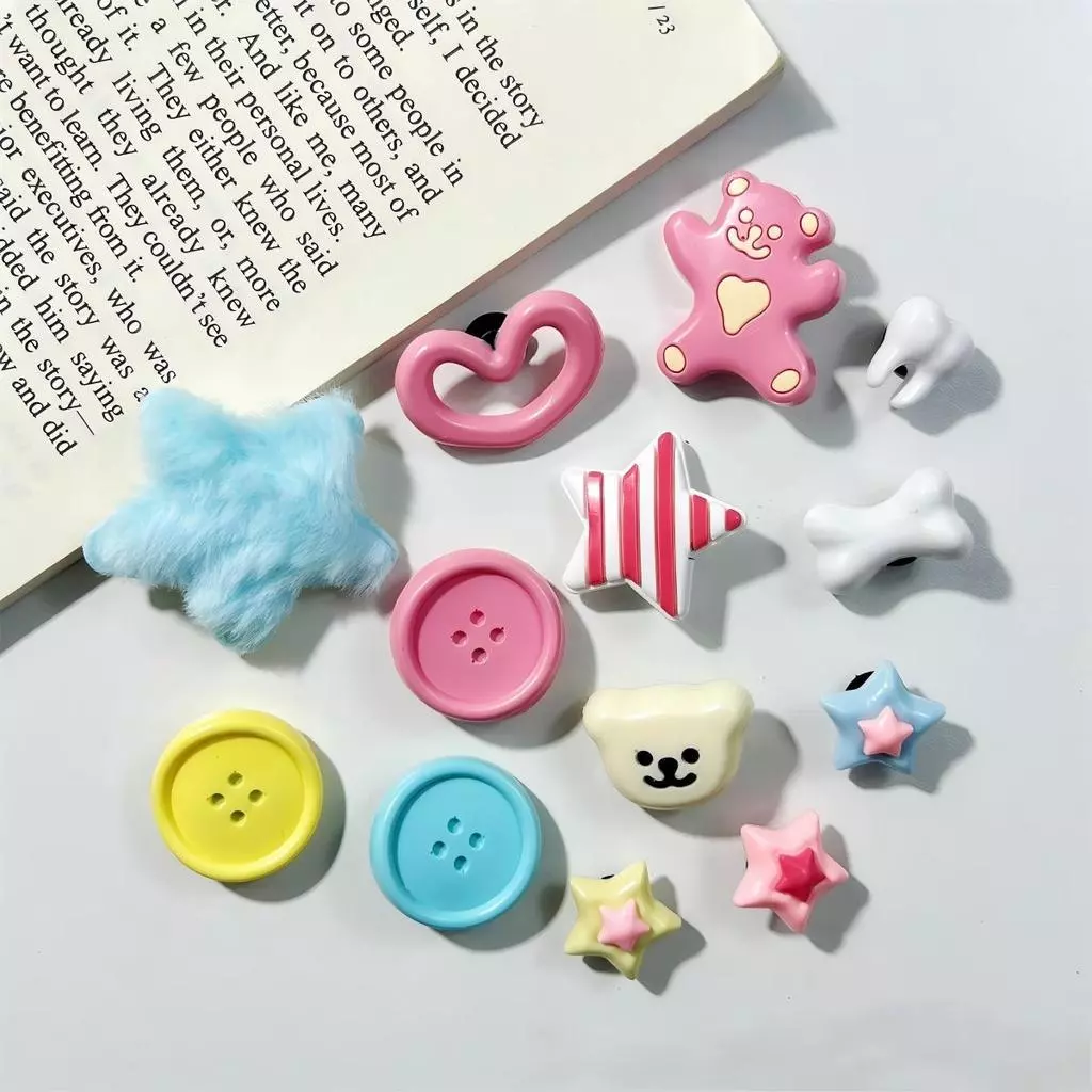 Stickers Charm /Dép Stickers, Sandals trang trí, phụ kiện giày, khóa gấu màu hồng dễ thương, phụ kiện giày 3D
