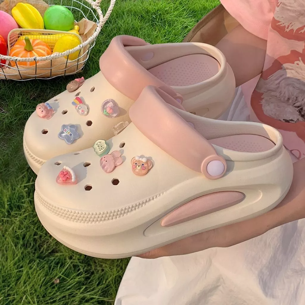 Dép Sục Nữ Siêu Êm Đế Cao 5cm Màu Pastel, Dép Quai Hậu Nữ Đi Học Đi Chơi Chống Trơn Trượt Tặng Kèm Sticker Xinh Xắn