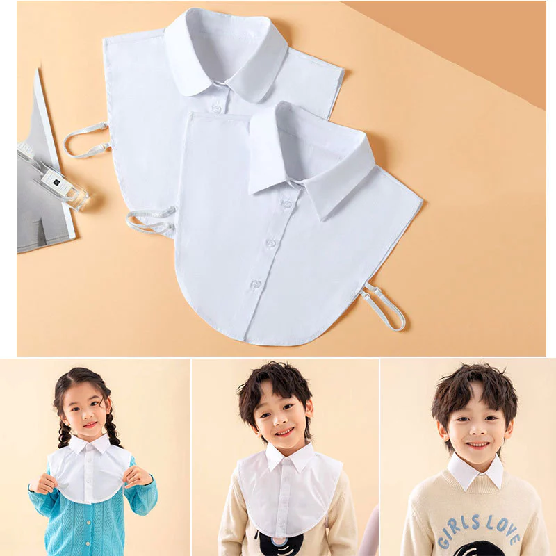Cổ Áo Sơ Mi Trắng, Phụ Kiện Cổ Áo Sơ Mi Phối Bên Trong Áo Len Áo Nỉ Áo Cardigan cho bé Trai và bé Gái (2-12 tuổi)