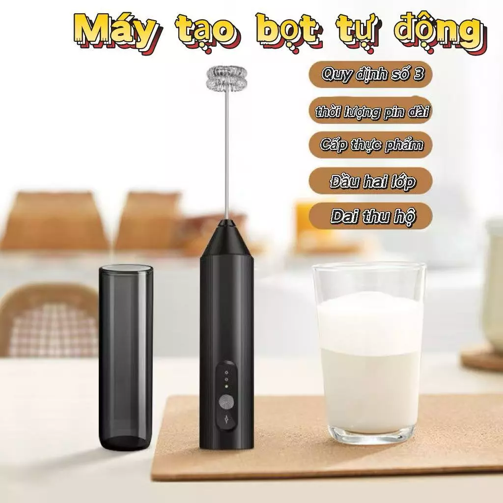 Máy pha sữa điện Cliton, cổng sạc USB, điều chỉnh ba bánh răng, thích hợp cho đồ uống, cà phê, trứng, v.v.