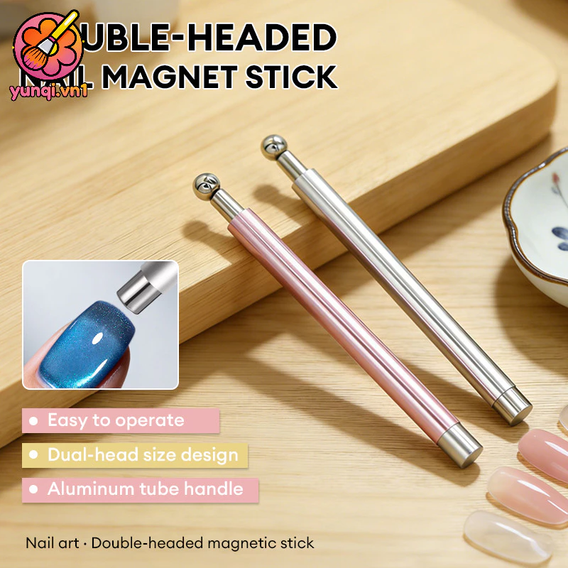 【yunqi】Que nam châm hai đầu hình mắt mèo dùng trang trí móng tay lực hút nam châm mạnh. đầu 8mm & 6mm