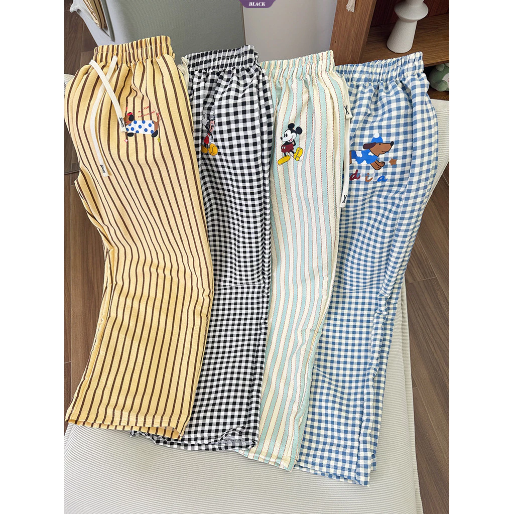 Quần lounge nữ Cloud Cotton sọc, thoáng mát cho mùa hè, ống rộng dễ chịu