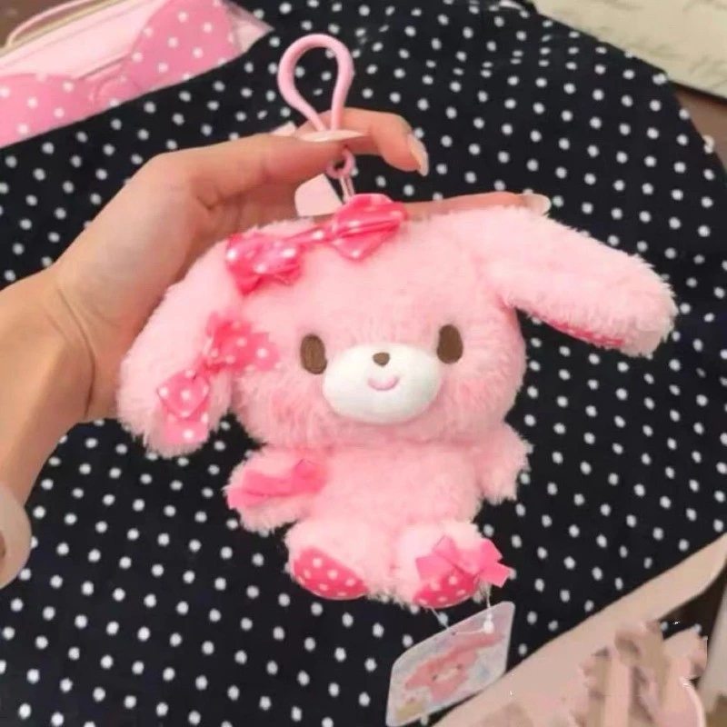 Kawaii Bonbonribbon Thỏ Sang Trọng Đồ Chơi Sanrio Nơ Hồng Ruy Băng Thỏ Sang Trọng Móc Khóa Túi Mặt Dây Chuyền Trẻ Em Quà Tặng