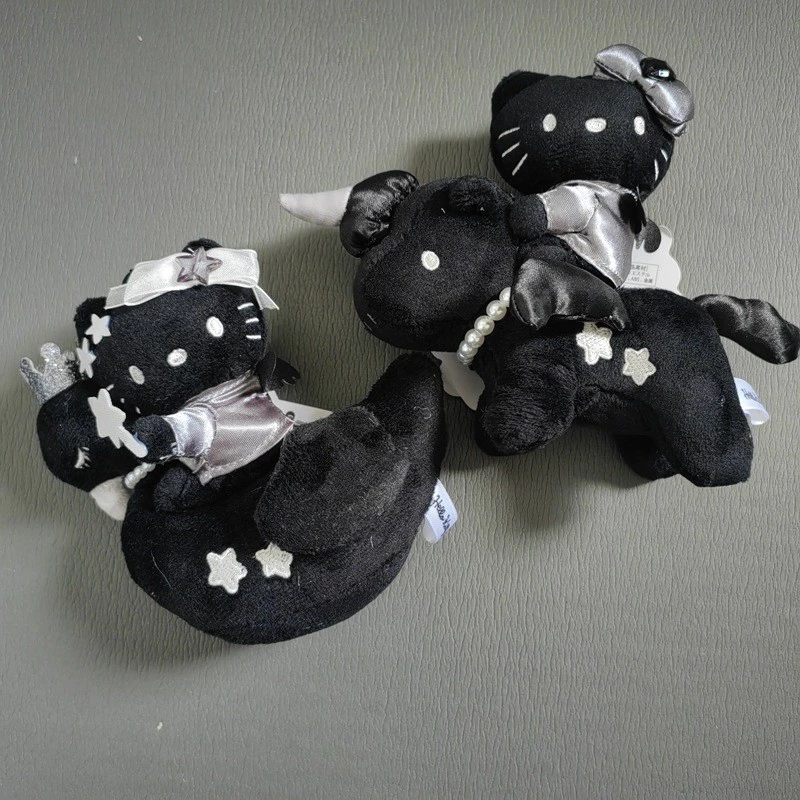 Kawaii Sanrio Đen Kỳ Lân Hello Kitty Sang Trọng Đồ Chơi KT Sang Trọng Móc Khóa Túi Mặt Dây Chuyền Trẻ Em Quà Tặng