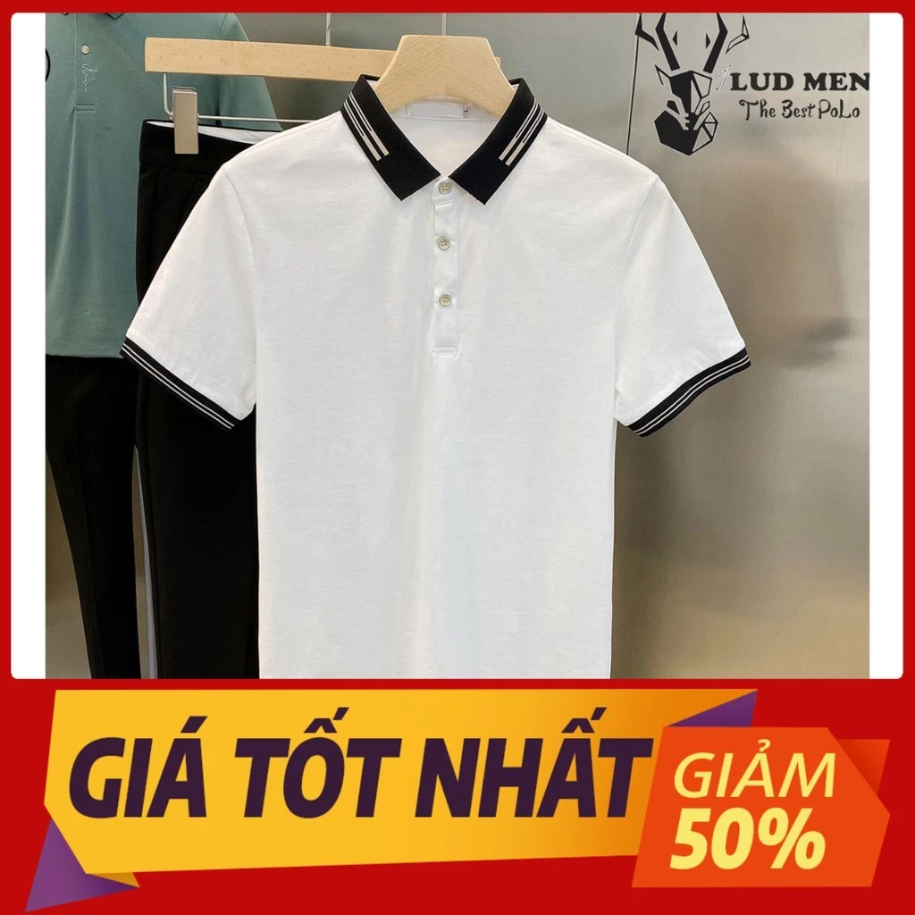 Áo Polo nam phối cổ vải cá sấu Cotton Trắng cổ bẻ xuất xịn,chuẩn form trẻ trung, thanh lịch