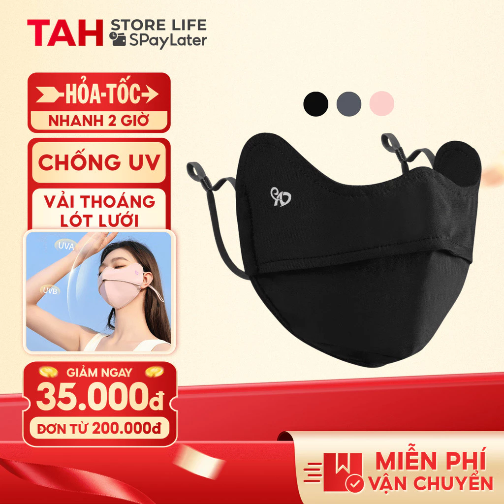 Khẩu Trang Vải Chống Nắng, Khẩu Trang Nữ 5D Chống Tia UV UPF 50+ Vải Thoáng Lót Lưới Mềm Êm Ái