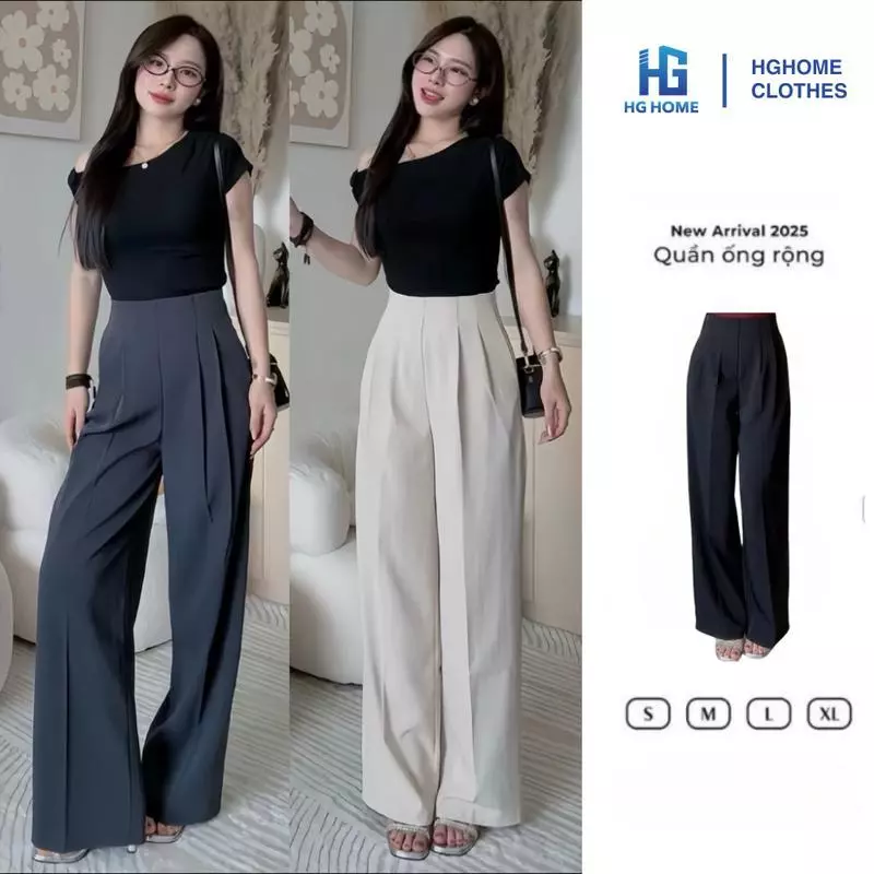 Quần Suông Cạp Liền Ống Rộng (Khoá Sườn) Chất GOLD MỸ Mềm Rũ Lên Form Đẹp HGHOME MS369