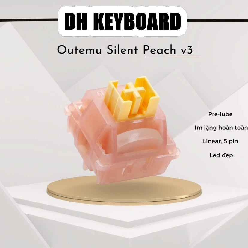 ( NEW- COMBO 20)  Switch im lặng  Outemu Silent  Peach Crystal /im lặng/ xuyên led trong suốt