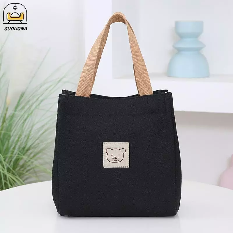 GUOUQNA Túi vải thời trang Túi xách Bento Hộp cơm trưa Túi vải nhỏ cầm tay