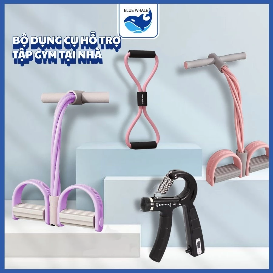 Dụng Cụ Tập Gym Tại Nhà, Dây Kháng Lực, Dây Kéo Đàn Hồi Tập Cơ Bụng, Kìm Bóp Cơ Tay, Đồ Tập Tại Nhà