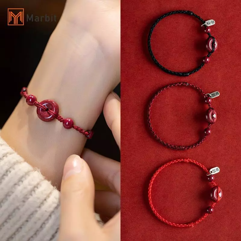 Vòng tay cinnabar đỏ xanh handmade, phong cách cổ điển Trung Hoa, phù hợp làm quà tặng sinh nhật dành cho nữ