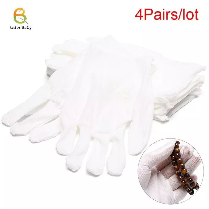 Găng Tay Bé Trai Cotton Trắng Mềm Mỏng, Dùng Cho Kiểm Tra Bạc - Bộ 4 Đôi [Mới]
