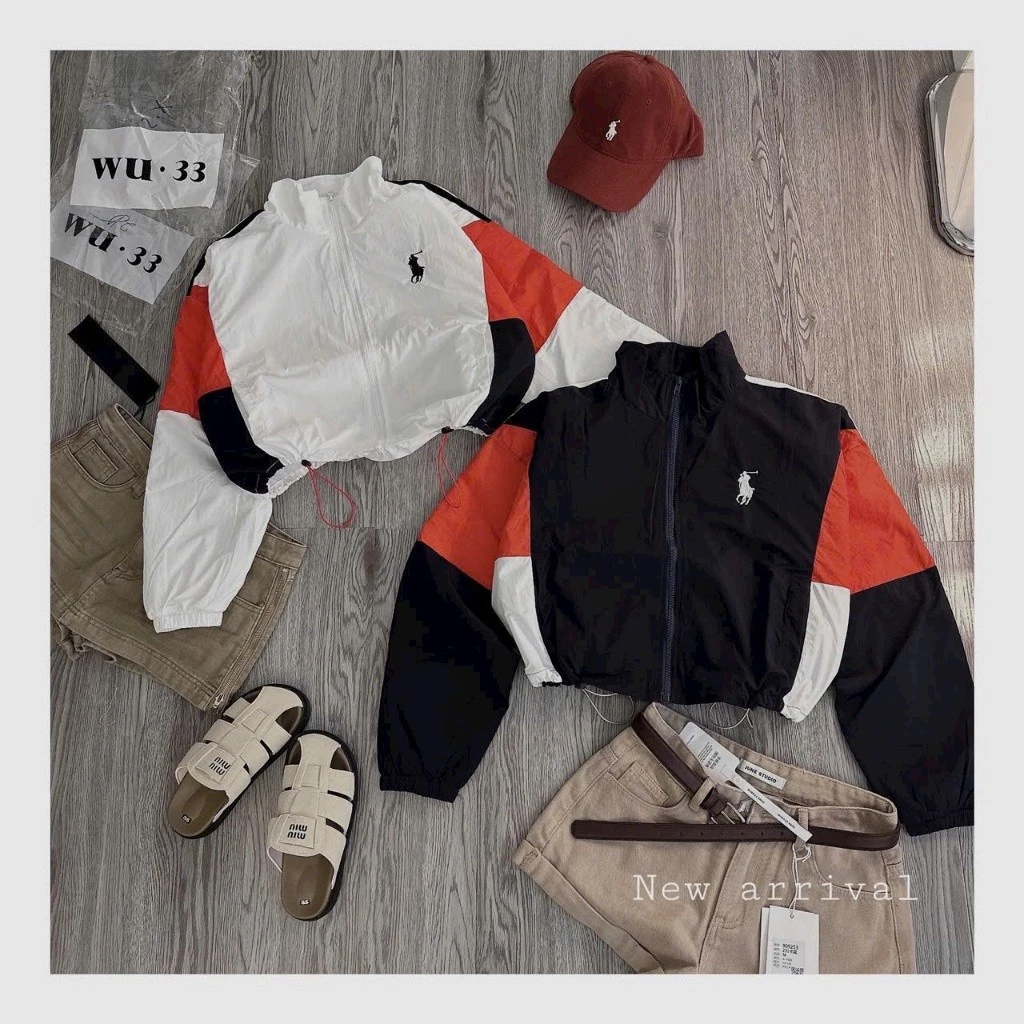 ÁO KHOÁC DÙ GIÓ NHĂN THÊU CHÚ NGỰA TAY CAM MẪU MỚI XSTT FASHION