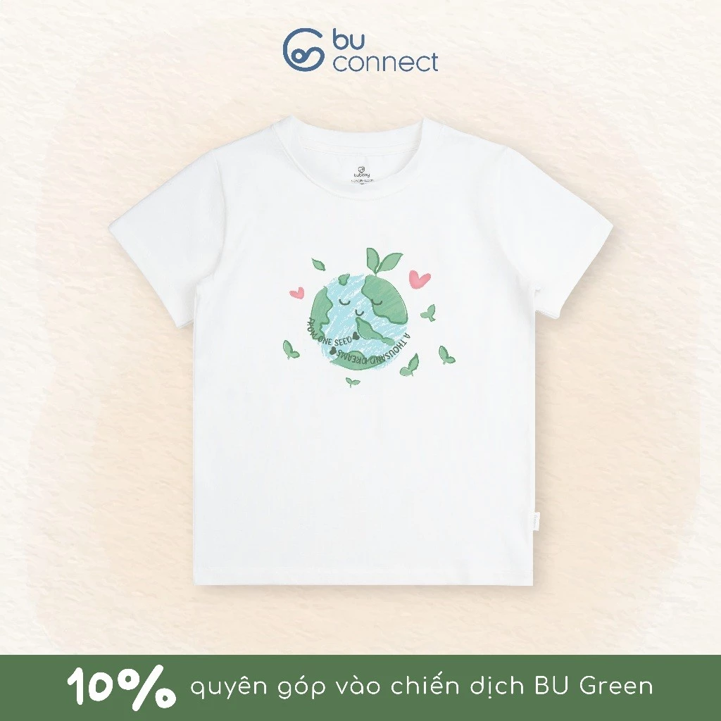 BU Baby Áo ngắn tay Green Earth Bu Connect bé trai gái dưới 23kg | Quần áo trẻ em cao cấp mềm mịn | KBC3300GE